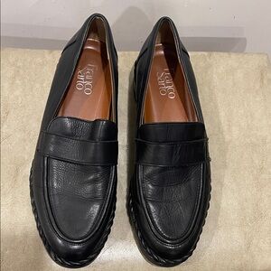 Franco Sarto Black Leather Penny-Style Loafers